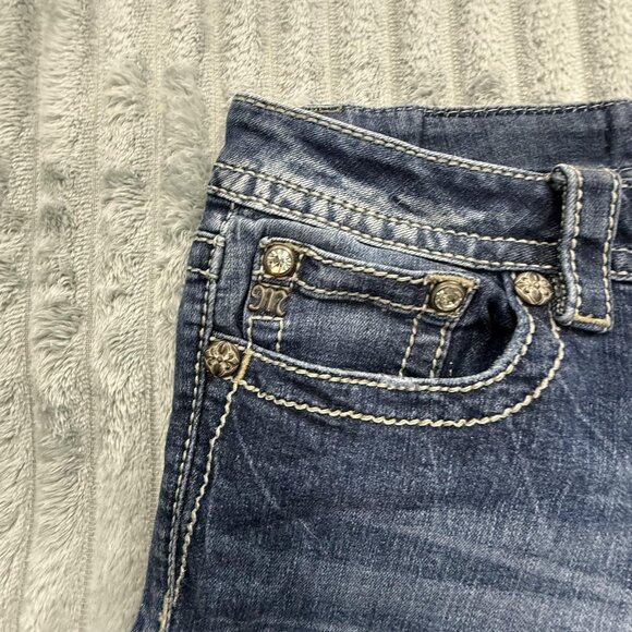 Miss Me Jeans Womens 33 Blue Mid Rise Boot Boho Embroidered Pockets Y2K Denim - Picture 12 of 12